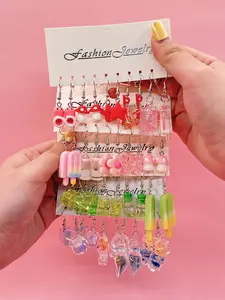 Cute Colorful Resin Earrings, Fashionable Jewelry for Women & Girls, Trendy All-match & Exquisite Jewelry for Birthday Gift