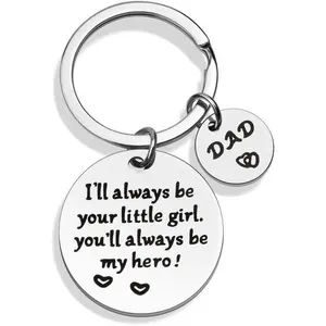 Father's Day Gift - Keychain Gifts from Daughter, I'll Always Be Your Little Girl, You Will Always Be My Hero, Keychain for Dad Birthday, Valentine's Day, Christmas Gift from Daughter