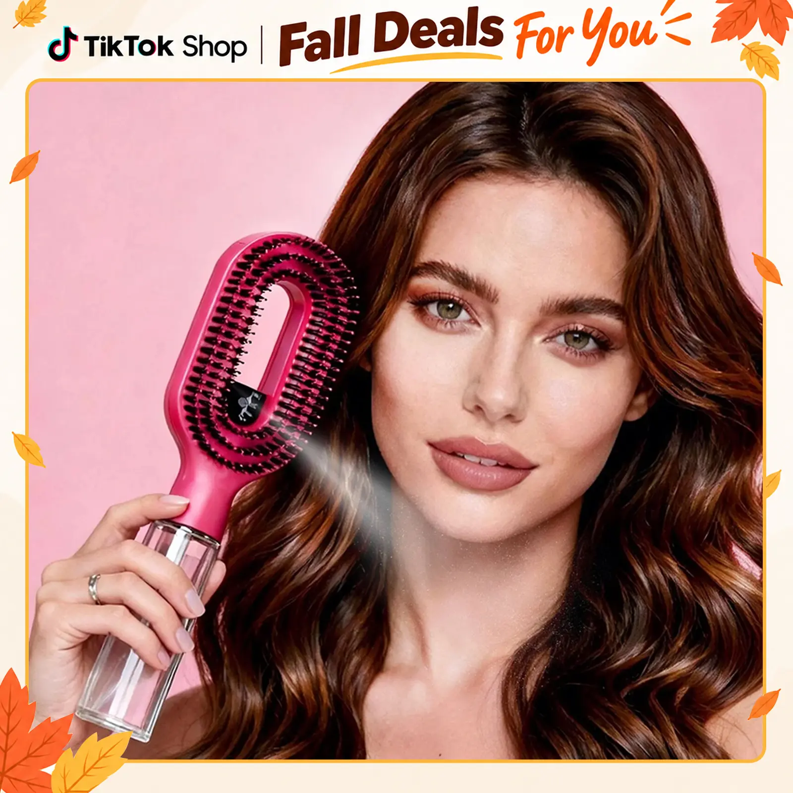 Labhairs Compact 2-in-1 Press & Spray Detangling Hairbrush - Multi-Functional Hair Tool with Built-In Nozzle, Dispenser Included, Hydrating Anti-Frizz, Waterproof Nylon Bristles, ABS, for Wet/Dry Hair, Portable Hot Pink Home Styling Brush