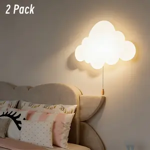2pcs Battery Box Powered Cloud Wall Lamp, Suitable for Bedroom Wall Cute Butterfly Decoration Wall Lamp with Zipper Warm White LED Wall Mounted Lamp, Suitable for Bedroom Headboard Porch, Indoor Lighting, Home Decoration Lamp, Atmosphere Lighting