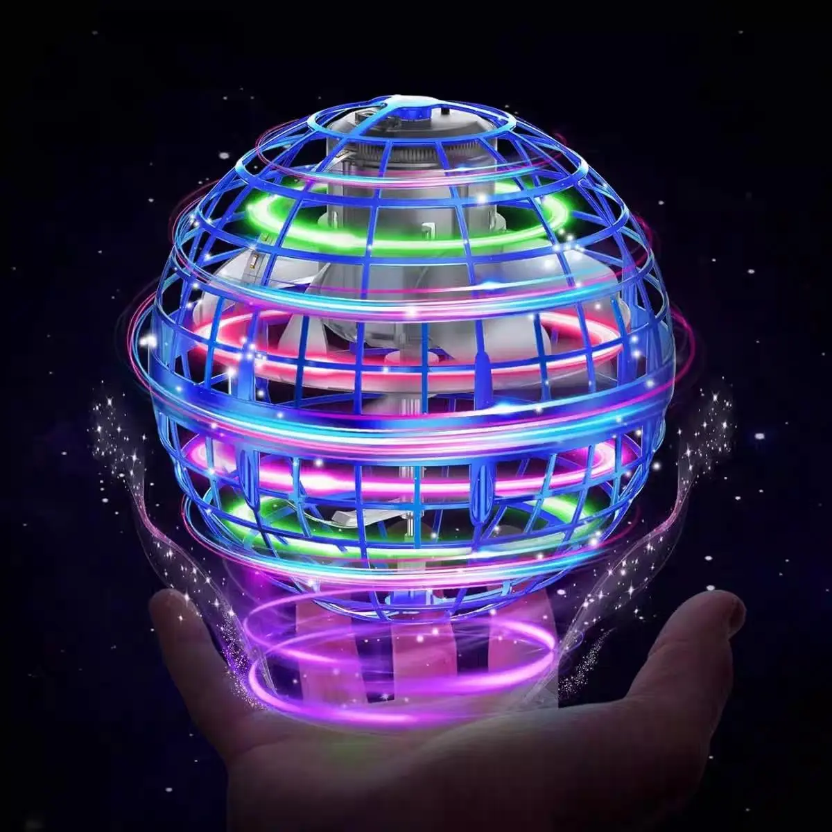 Flying Spinner Ball Toy Boomerang Hover Ball Magic Flying Ball Spinner RGB LED Flying Orb Hand Controlled Hover Toy Rechargeable Indoor Outdoor Fidget Toy for Kids Teens Adults Birthday Gift