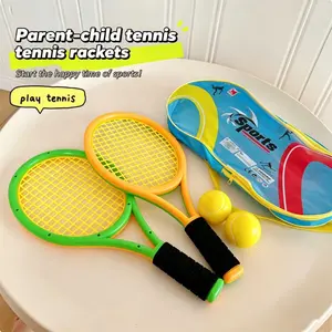 Children’s tennis and badminton rackets, sports and outdoor activity toys, including 2 rackets, 2 tennis balls and 1 carry bag; ideal for parent-child interaction and for children and toddlers to play with outdoors or indoors.