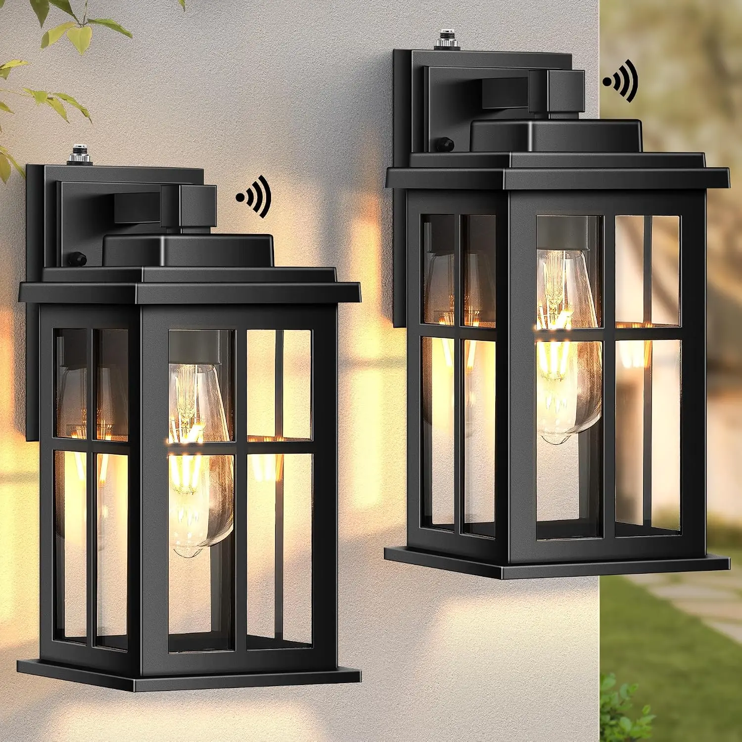 2-Pack Black Dusk-to-Dawn Outdoor Wall Lights, Anti-Rust Waterproof Exterior Light Fixtures for House Porch Garage Doorway (Home Improvement Lighting)