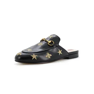 Pre-owned Gucci Women's Princetown Mules Embroidered Leather by Rebag