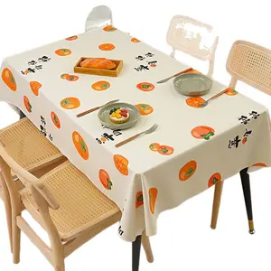 Multi-Size PVC Tablecloth - High-End Light Luxury Vintage Print, Waterproof, Oil-Proof, Heat-Resistant, Washable Simple Cover for Dining Tables & Desks