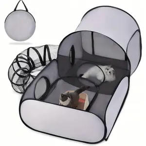 Portable Cat Tunnel Fence, Breathable Soft Tunnel, Indoor Outdoor Pet Enclosure, Cat Bed for Cats and Small Dogs, Includes Carry Bag