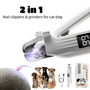 2-in-1 Electric Pet Nail Trimmer with LED Lights & Display, 3-Speed USB Rechargeable Grooming Tool for Small, Medium, Large Dogs & Cats