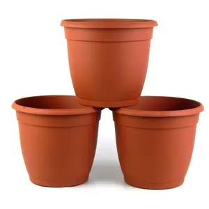 Poppelmann PDB208173 8 in. Decorative Terra Cotta Plastic Pot - Pack of 3