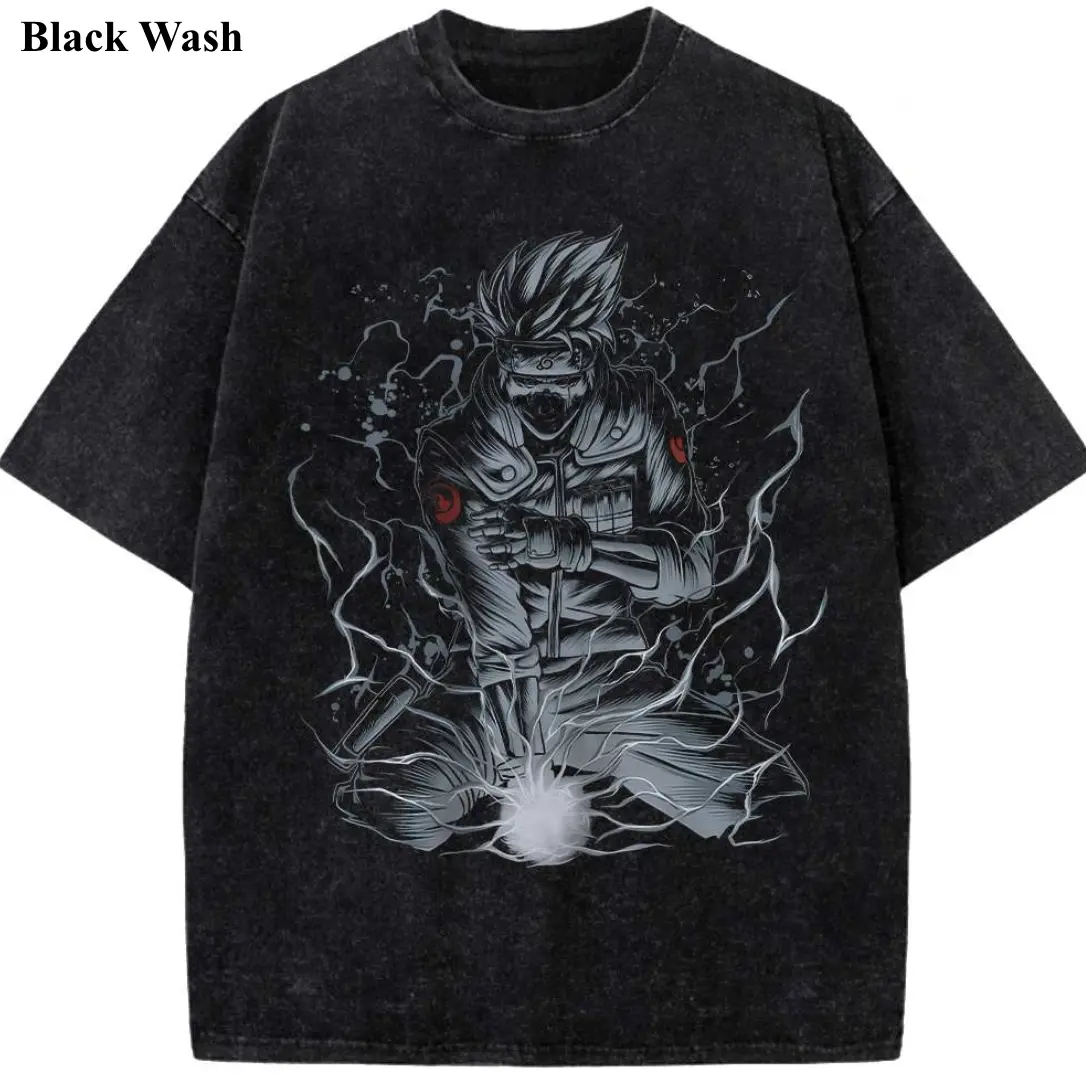 Vintage Kakashi Chidori Wash Tee, Naruto Graphic Tees, Naruto Tshirt, Men's Women's T-shirt, Unisex Anime Shirt, Anime Gift, Gym Workout Shirt, Menswear Womenswear Streetwear Top Fit Oversize