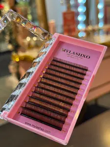 MYLASHXO Light Brown Lash Extensions Colored Lash Extensions 0.03-0.05 Thickness C CC D DD Curl Premium Individual Silk Eyelashes Professional Supplies for Lash Techs