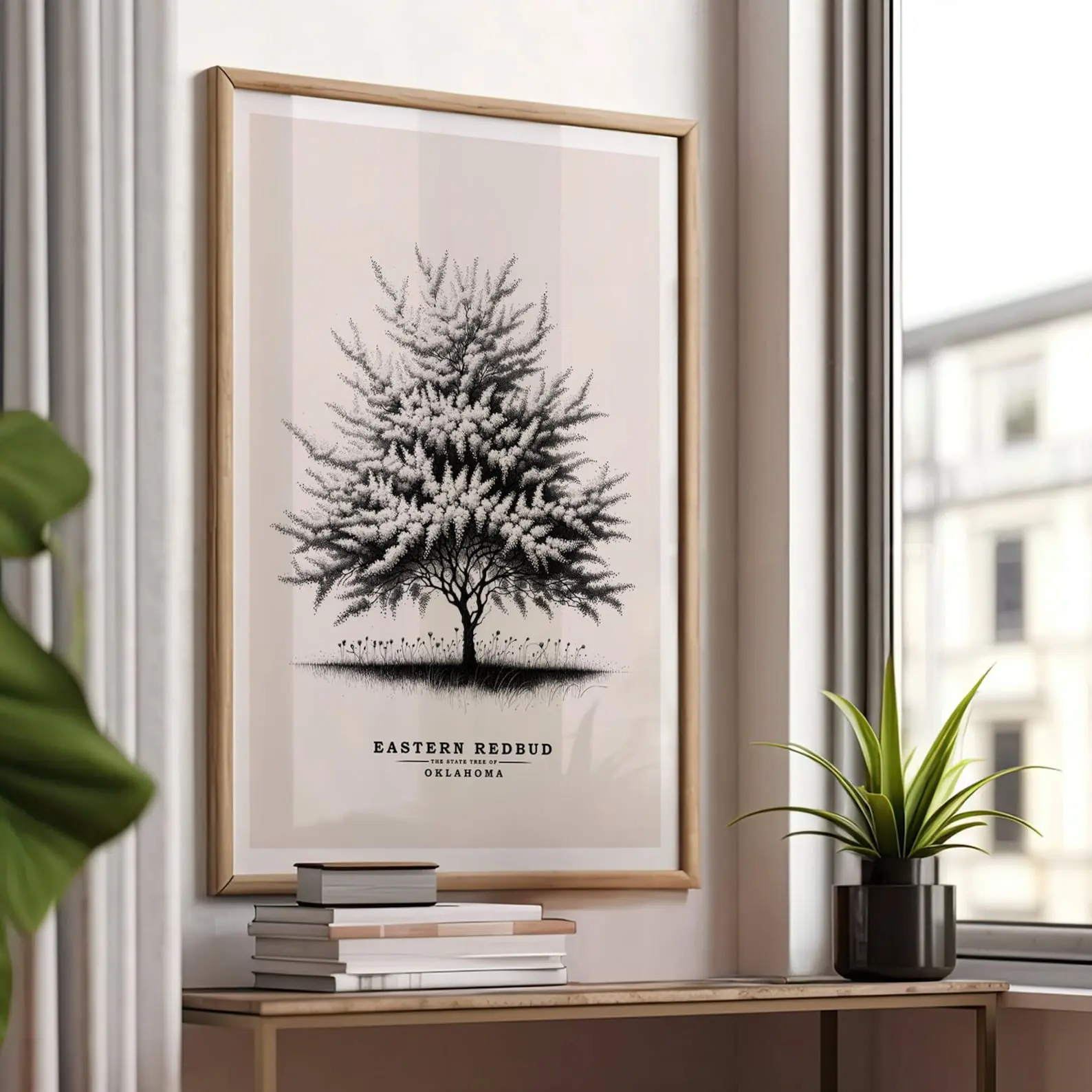 Oklahoma State Tree Eastern Redbud Vintage Sketch Poster Print Botanical Art Nature Ink Drawing Gift