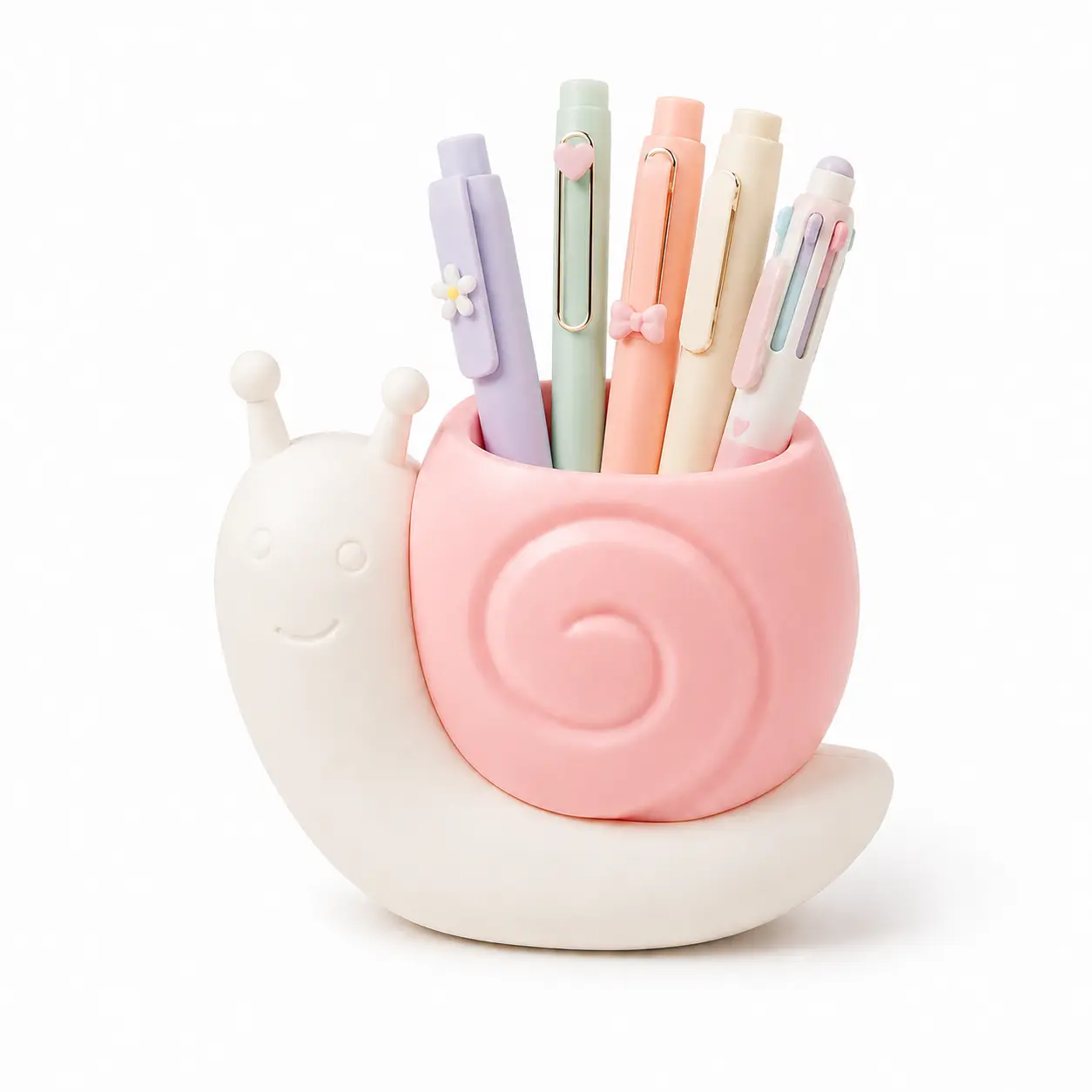 Cute Aesthetic Snail & Dinosaur Cartoon Desk Organiser Pen Holder - Multifunctional Snail Shaped Cosmetic Storage Cup for Kids Workspace, Budget-Friendly Desk Decor, Versatile Gift