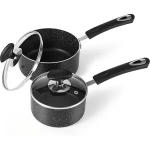Nonstick Saucepan Set with Glass Lid 1Qt & 2Qt Small Non Stick Pot for Home Kitchen