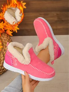 Women's autumn and winter fashion plush casual shoes; thick-soled high-water platform waterproof shoes; outdoor sports shoes; lightweight comfortable soft sole anti-skid wear-resistant commuting shoes; warm shoes.