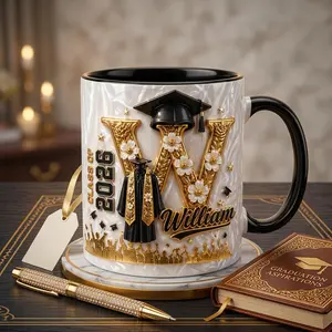 Personalized Graduation Mug 2D Printed 3D Effect Coffee Cup, Custom Name Class of 2026 Ceramic Keepsake for Students Graduates, Unique Graduation Gift Idea for Him Her Friends Family College Celebration Present