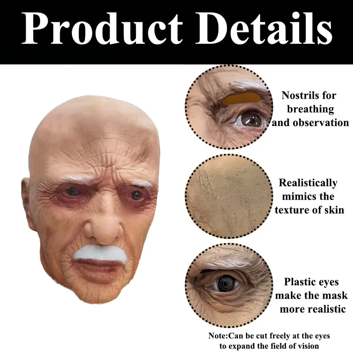 Adult Funny Grandpa Creative Mask, Hilarious Elderly Costume Accessory, TikTok Prank Props, Festive Party Supplies, Accessories