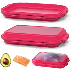 2- Airtight  Storage Containers Set - Avocado Saver, Onion Keeper,  Kitchen Organizers for Fridge,  & Leak-Proof to Lock in Freshness K05-