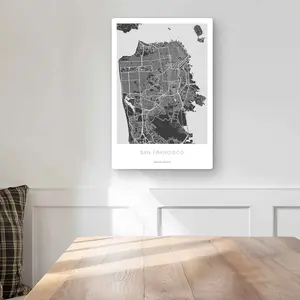 Begin Home Decor C1MP12181U3HVX 12 x 18 in. San Francisco Graphic Map Wall Art - Satellite View Gray Metal Print