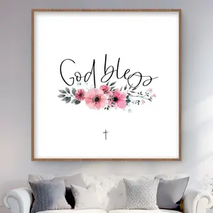 Begin Home Decor C1FM4848SBNOEP 48 x 48 in. God Bless - Motivational Black Framed Print Wall Art - Home Decor