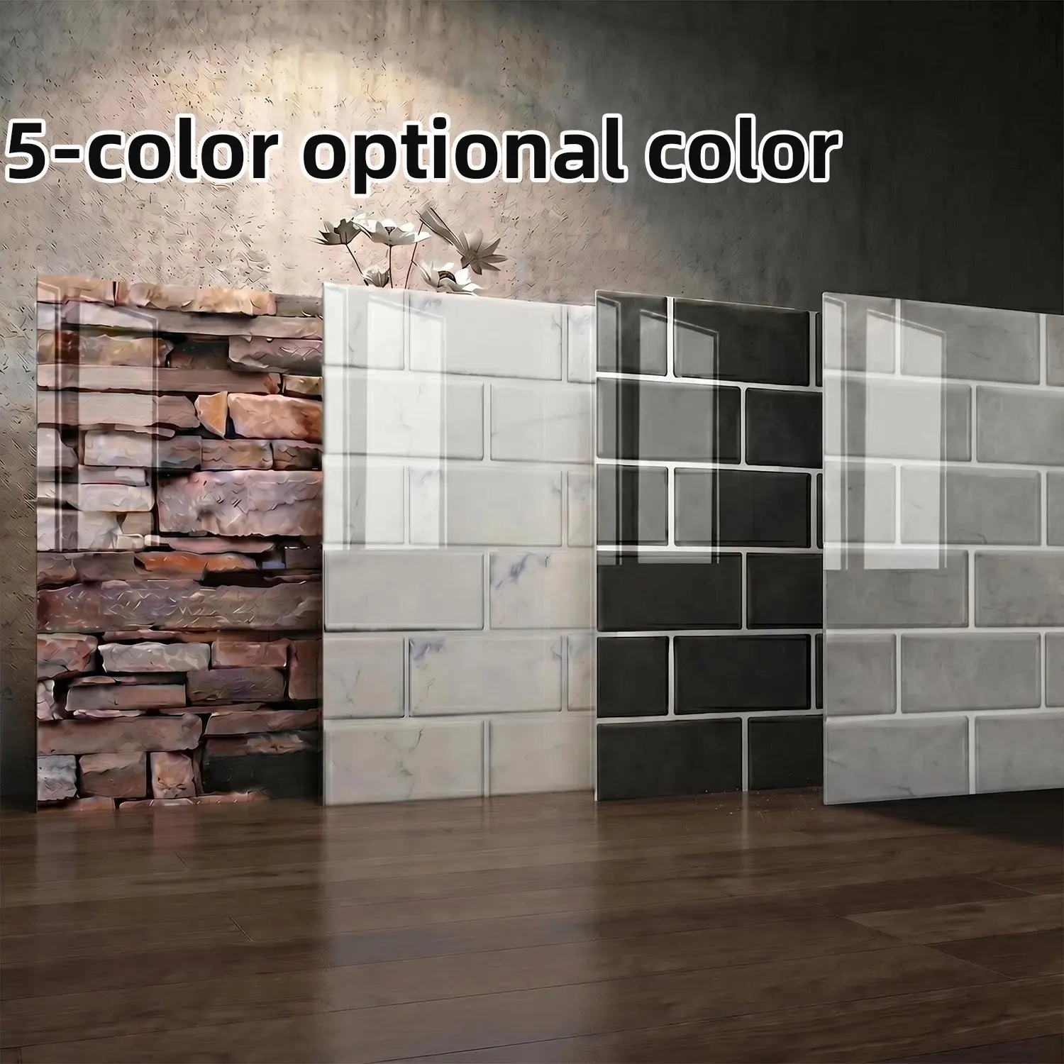 5pcs Waterproof Self-Adhesive PVC Wall Panels, Textured Design, Easy to Apply and Clean, Ideal for Bathroom, Kitchen, Bedroom, Living Room, Restaurant
