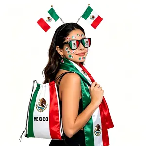 Mexico Patriotic 7-in-1 Fan Kit | Complete Game Day Accessories Including Flag Hat, Glasses, Scarf, Drawstring Bag, Wristbands, Headband & Stickers for Sports Events