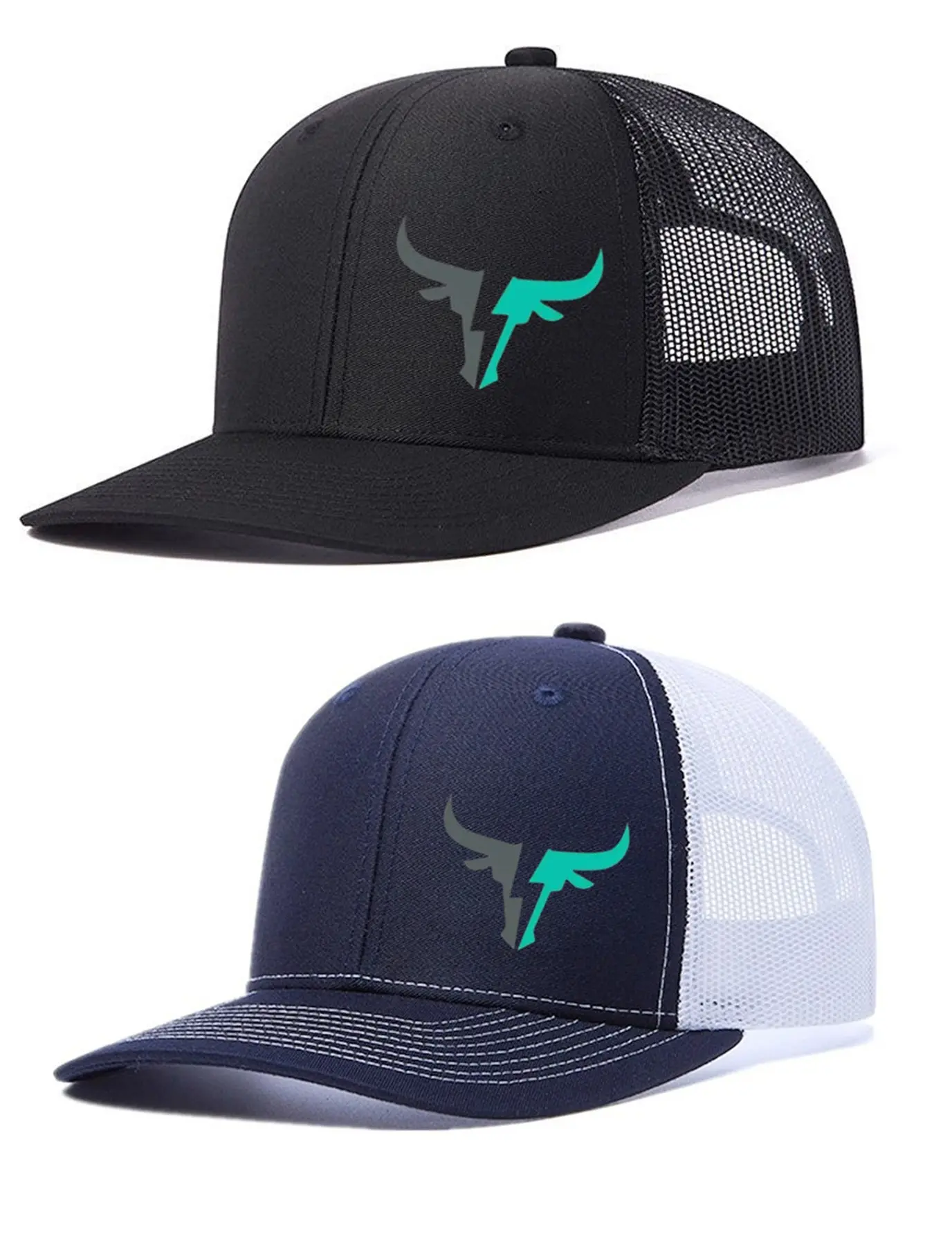 2Pack Unisex Ox-Head Print Street Fashion Cap | Breathable Adjustable Fitted Snapback Hats for Outdoor Activities Graphic Hats
