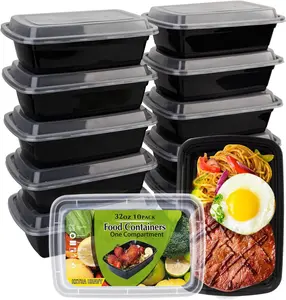 WGCC Meal Prep Containers, 10 Pack 32OZ Food Storage Containers with Lids, Extra-thick To Go Containers, Reusable Bento Lunch Box, BPA-Free, Microwave/Dishwasher/Freezer Safe
