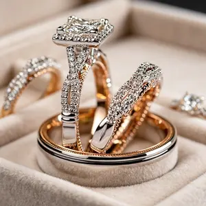 Exquisite 3-Piece Ring Set with Geometric Lines, Versatile for Wedding, Engagement & Valentine's Day