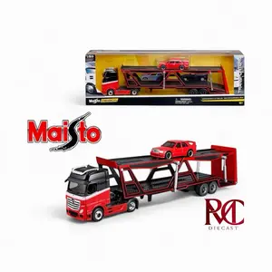Maisto 1:64 Mercedes-Benz Actros / 1990 Mercedes-Benz 190E – Red – Design Transporters