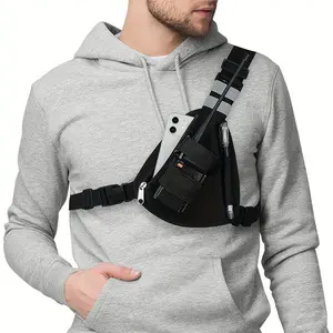 Storage Bag Universal Radio Chest Pack Walkie Talkie Stand Leather Case Adjustable Shoulder Strap Adult Unisex Outdoor Sports Tactical Chest Bag