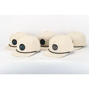 Driftwood Apparel - Tidal Rope Hat - Off-White & Black Patch, Water Resistant, Quick Drying, Fitted Design, Casual Style, No Wash Instructions