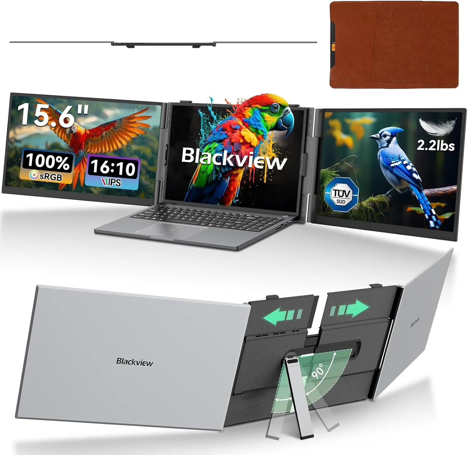 [DealsForYouDays ]15.6"/ 14inch Laptop Screen Extender  – Triple Monitor Setup | Single/Dual Portable Display, 1080P FHD IPS, Plug & Play for Windows/Mac (13–17" Laptop)