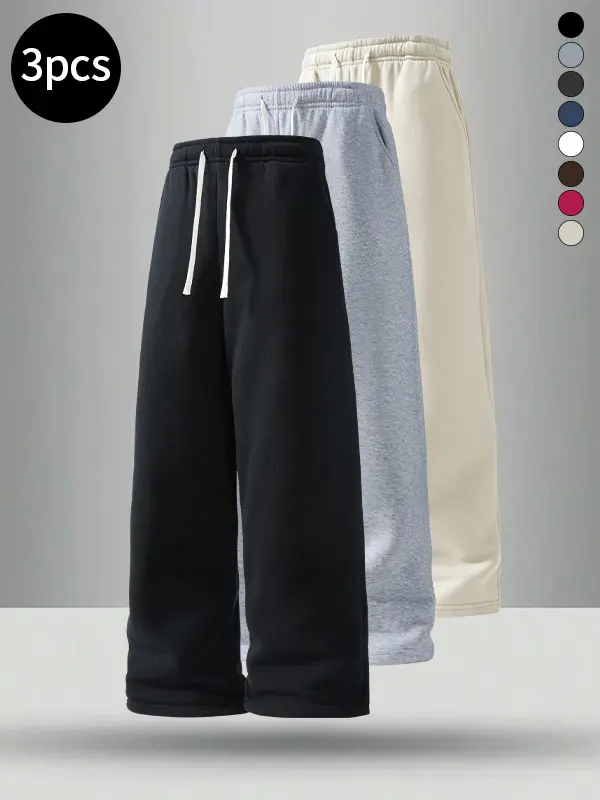 3-pack men’s lightweight breathable casual pants, loose fit that suits all body types—essential pants for summer sports and outings.