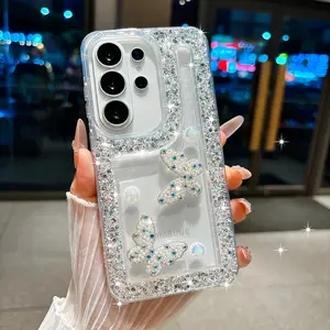For Samsung S26 A07 A17 A36 A56 S24 S25 S23 Plus Ultra A26 A06 A16 A14 A34 A54 A15 A35 A55 A52s A52 5G Glitter Butterfly Pearl Clear Soft Case