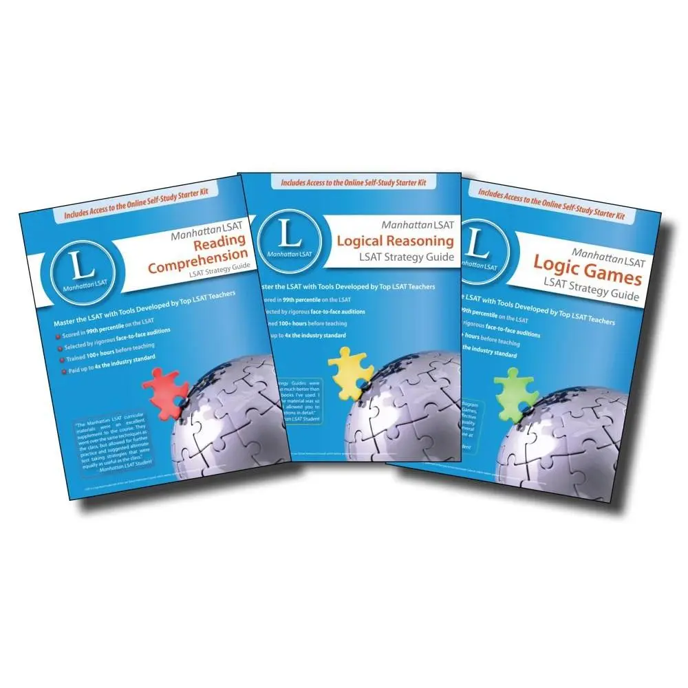 Manhattan LSAT 3-Piece Strategy Guide Textbook Set, LSAT Prep Resources with Reading Comprehension, Logic Games, Online Class Recordings, Online Learning Labs, Enhanced Critical-Thinking Skills, Downloadable Study Guide, Progress-Tracking Tool