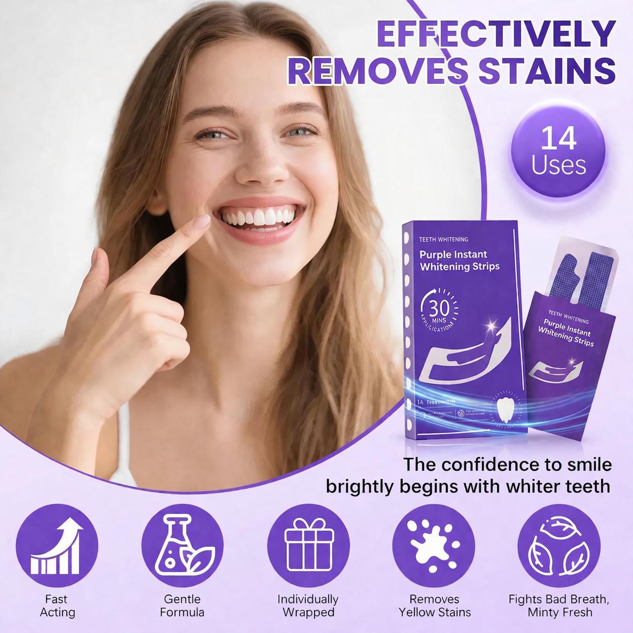 Purple Teeth Whitening Strips– 56/42/28/14 Pairs, Peroxide-Free, Enamel-Safe for Sensitive Teeth, Deep Stain Removal for Coffee & Smoking, Non-Slip Residue-Free, Whitening & Color Correction, Daily & Travel Dental Care Purple Teeth Whitening Strips– 56/42/28/14 Pairs, Peroxide-Free, Enamel-Safe for Sensitive Teeth, Deep Stain Removal for Coffee & Smoking, Non-Slip Residue-Free, Whitening & Color Correction, Daily & Travel Dental Care