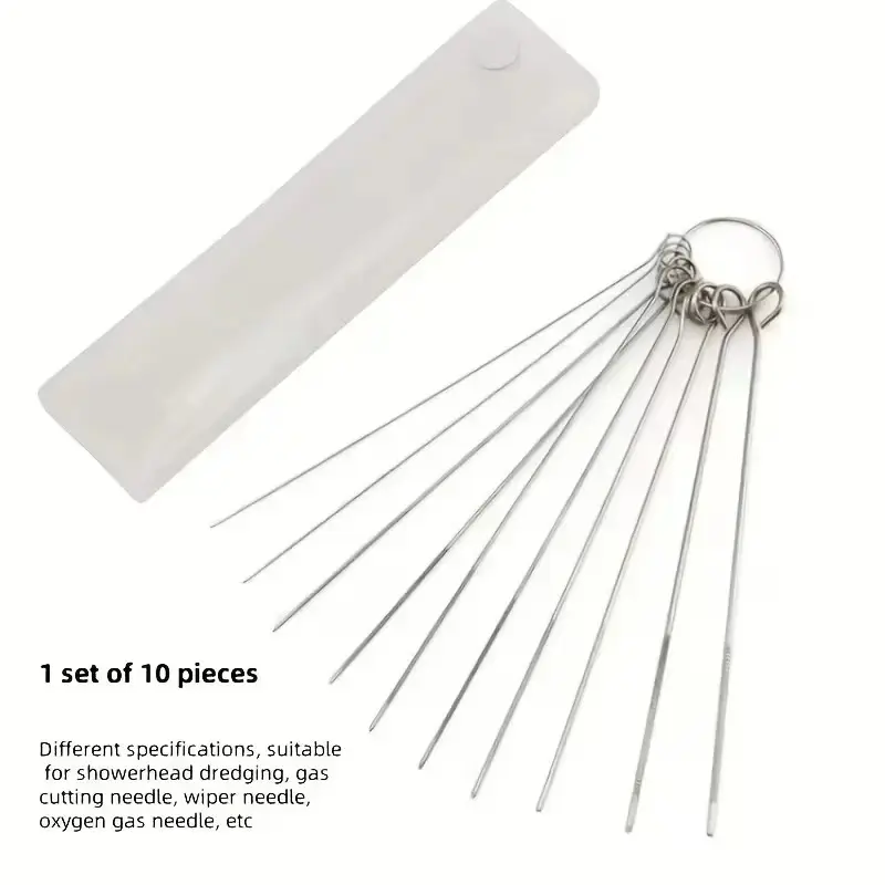 1 set (including 10) of shower nozzle cleaning tools, uncloggers, and cleaning needles, designed specifically for bathroom small holes, micro nozzles, and gaps, making it easy to clean blockages and keep the nozzle unobstructed.