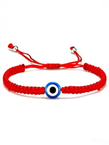 Knitted String Jewelry Bracelet with Demon Eye Pendant, Lucky Hand Rope, Amulet for Protection and Good Luck, Fashion Accessory, Trendy Stack Bangle