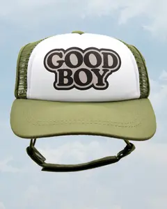 PupLid Good Boy Classic Text Design Trucker Hat For Dogs Foam Front Breathable Polyester Mesh Back