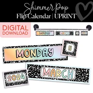 Pastel Printable Classroom Flip Calendar | Shimmer Pop