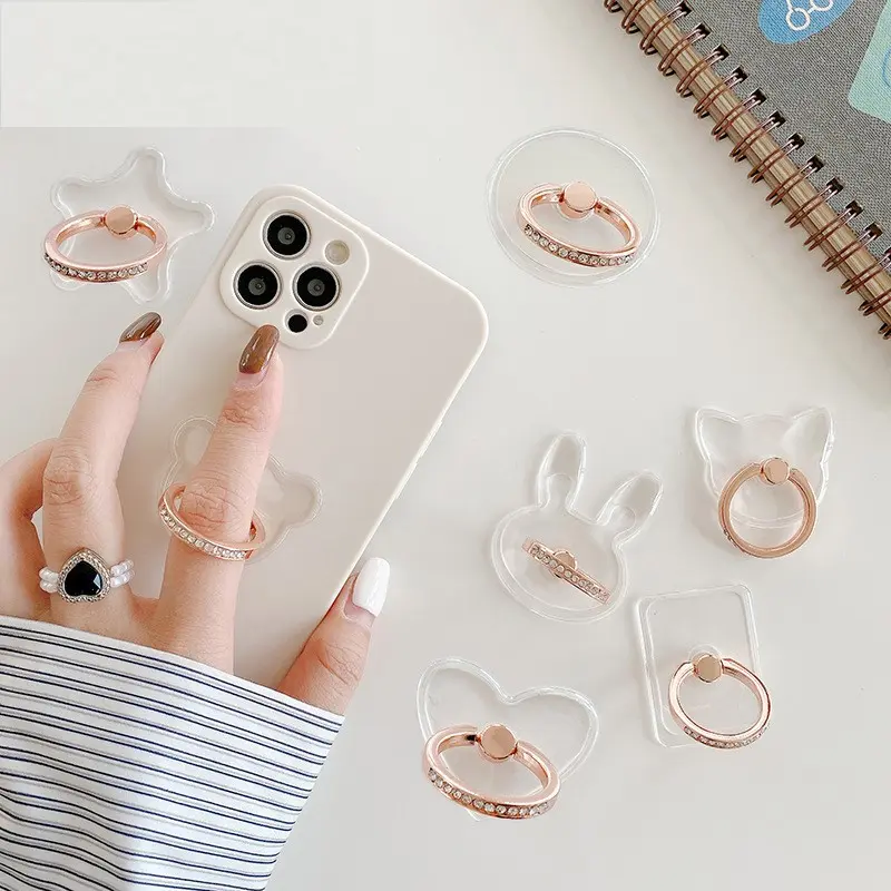 Transparent Phone Ring Grip Holder, Clear 360° Rotating Finger Ring