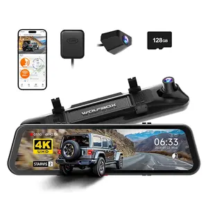 【FathersDayGift】WOLFBOX G900 PRO Mirror Dash Cam with STARVIS 2 IMX678 128GB Card 5.8GHz WiFi 4K Front 2.5K Rear Video TikTokShopHolidayHaul Dashcam for Cars