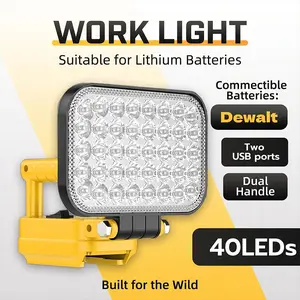 LED Spot Light, Cordless LED Lamp, 5 Inch, Fits 20max Battery, Dual USB Charging, Camping, Car Repair, Emergency, Outdoor Fishing, Portable Working Lights