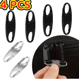 4 Pack Dual-Head Zipper Pulls, Two-Way Anti-Theft Clip Buckle Replacement, Zipper Pull Tabs for Backpack, Schoolbag, Suitcase, Outdoor Hiking Travel Camping Gear