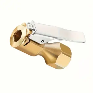 Air Chuck For Car Tires, Heavy Duty Open Flow Lock On Tire Chuck With Clip For Inflator, Gauge Compressor Accessories, Yellow