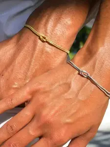 2-Piece Set Minimalist Fashion Knotted Couple Bracelets, Couples bracelets, Versatile for Dating, Vacation, Party & Daily Wear, Perfect Valentine's Day Gift, Copper Bracelets