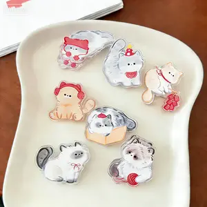 Kawaii Cat Clip Double-Sided Acrylic PP Clip Cute Kitty Snack Bag Sealing Clip Memo Planner Clip Desk Decor