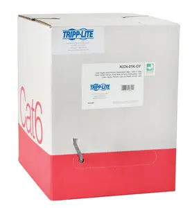 Tripp Lite TRL-N224-01K-GY Cat6 Gigabit Bulk Solid Plenum-Rated PVC Cable, Gray - 1000 ft.