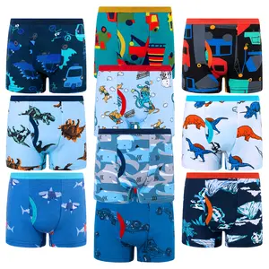 10-Pack Boys' Cotton Boxer Briefs – Soft, Breathable Toddler Underwear with Fun Dinosaur Prints, Sizes 3T-10Y