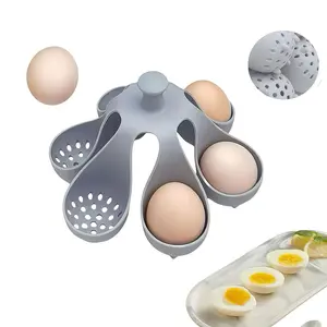 Silicone Egg Cooker Stand, Independent Egg Boiler, Storage and Cooking Rack, Makes Soft Hard Boiled Eggs, Holds 6 Eggs, Kitchen Gadget
